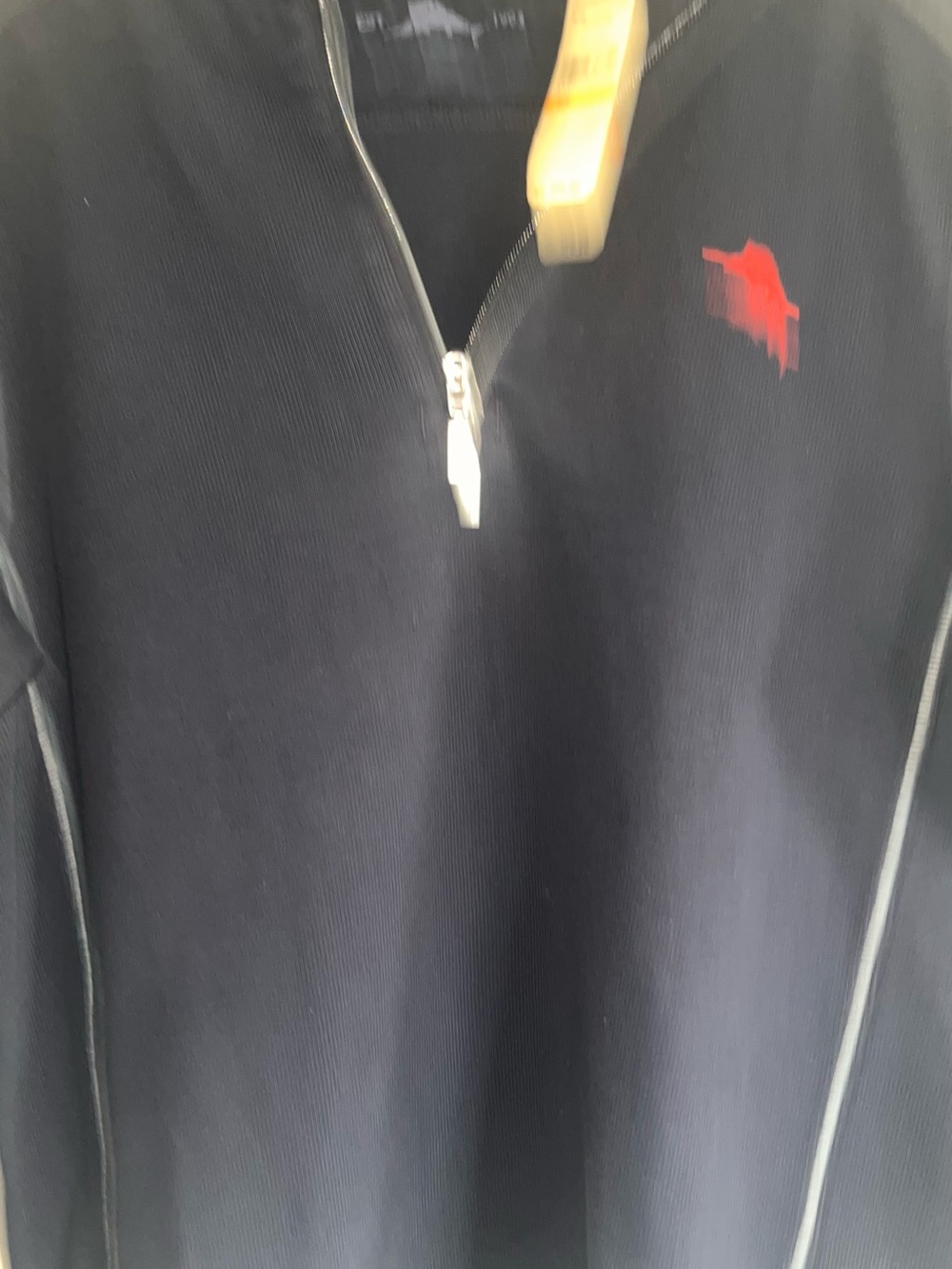 Tommy Bahama navy Quarter-Zip Sweater with Red Logo